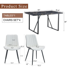 Table and chair set.Modern Black Marble Pattern MDF Dining Table