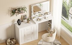 59' Makeup Vanity Desk with Mirror, Vanity Mirror with Lights,