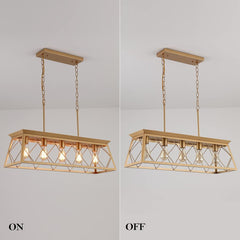 Modern Farmhouse Chandelier Light Fixtures,5-Lights Gold Linear