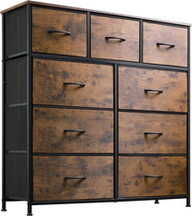 Dark Grey Chest of Drawers with Wood Top and Nightstand