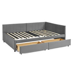Full Size Upholstered Tufted Bed Frame with Two Drawers, Sofa Bed