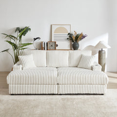 84Inch Corduroy 3-seater sofa With 3 back pillows ,2 toss pillows , a