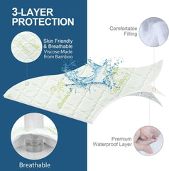 Toddler Travel Bed Cover, Kids Air Mattres Pad Sheet Viscose Made From Bamboo Mattr Protector Waterproof, Compatible With Hicca