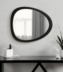 Mckinder Mid-Century Asymmetrical Wood Wall Mirror, 24 X 28, Black,