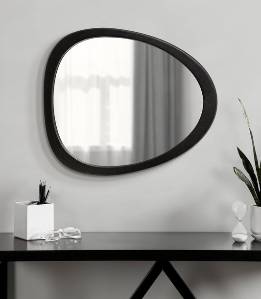 Mckinder Mid-Century Asymmetrical Wood Wall Mirror, 24 X 28, Black,
