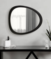 Mckinder Mid-Century Asymmetrical Wood Wall Mirror, 24 X 28, Black,