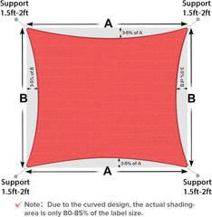 Sun Shade Sails Canopy, 185Gsm Shade Sail Uv Blo For Patio Garden Outdoor Facility And Activities (12'X12', Scarlet)
