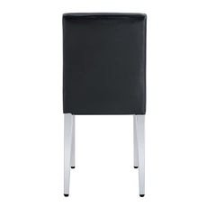 Simple and Versatile Black PU Dining Chairs with Silver Metal Legs,
