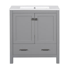30  Gray Bathroom Vanity With Single Sink, Combo Cabinet Undermount