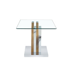 Modern Rectangular Coffee Table with Tempered Glass Top and Artistic
