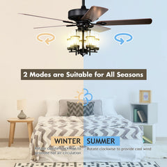 50 Inch Noiseless Ceiling Fan Light with Explosion-Proof Glass
