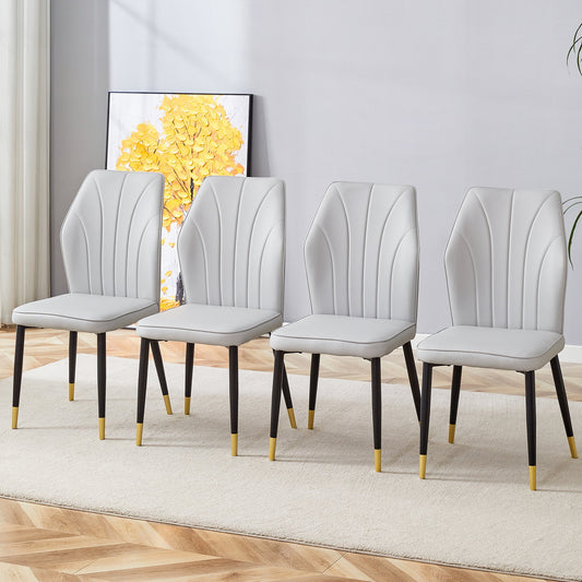 Modern Dining Chairs Set of 4 with Stylish PU Patterned Backrest and
