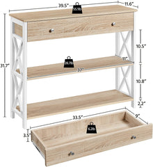 Narrow Console Table with Drawer and Shelves