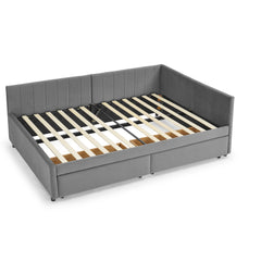 Full Size Upholstered Tufted Bed Frame with Two Drawers, Sofa Bed