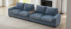 Modern 4-Seater Corduroy Sofa Couch with USB Ports, Hidden Storage,