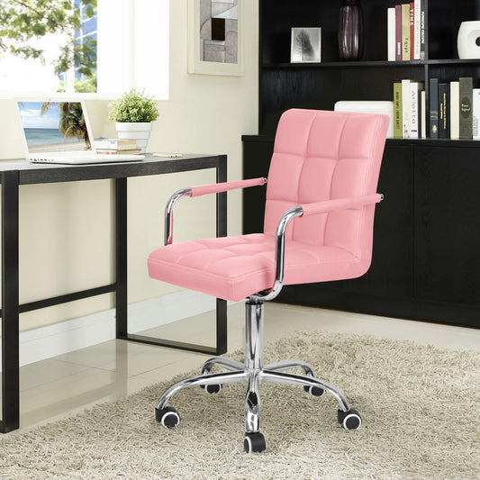 Desk Chair Modern Office Chair with Wheels Vanity Chair PU Leather