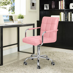 Desk Chair Modern Office Chair with Wheels Vanity Chair PU Leather
