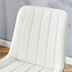 Modern Minimalist Dining Chair Set - Extended Seat Cushion, White/Dark