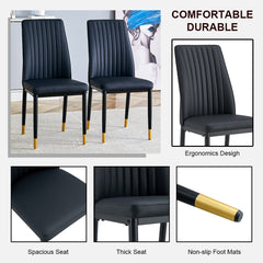 A set of 4 dining chairs, black dining chair set, PU material high