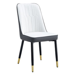 Modern Dual Tone Dining Chair with PU Leather Backrest and Black Metal