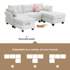 92*63"Modern Teddy Velvet Sectional Sofa,Charging Ports on Each