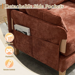 Mid-Century Modern Foldable Sofa Bed Recliner, 3-in-1 Convertible