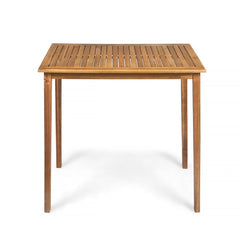 Outdoor Minimalist Acacia Wood Rectangle Bar Table - Teak Finish,