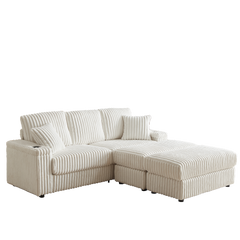 84Inch Corduroy 3-seater sofa With 3 back pillows ,2 toss pillows , a