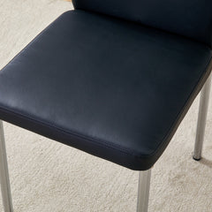 Luxury Simple Chair Set of 4 - High Resilience Dining Chair Black PU