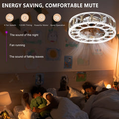 Caged Ceiling Fan with Lights Remote Control,Semi -embedded Modern
