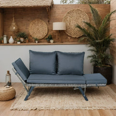 1 PCS Patio Wicker Side Foldable Bench Patio Backyard Conversation