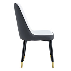 Modern Dual Tone Dining Chair with PU Leather Backrest and Black Metal