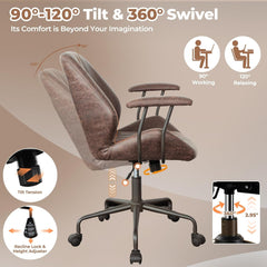 Ergonomic Home Office Chair, Mid-Century Modern Leather Chair, Mid