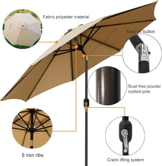 9' Outdoor Patio Umbrella, Outdoor Table Umbrella, Yard Umbrella,