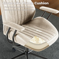 Ergonomic Home Office Chair, Mid-Century Modern Leather Chair with