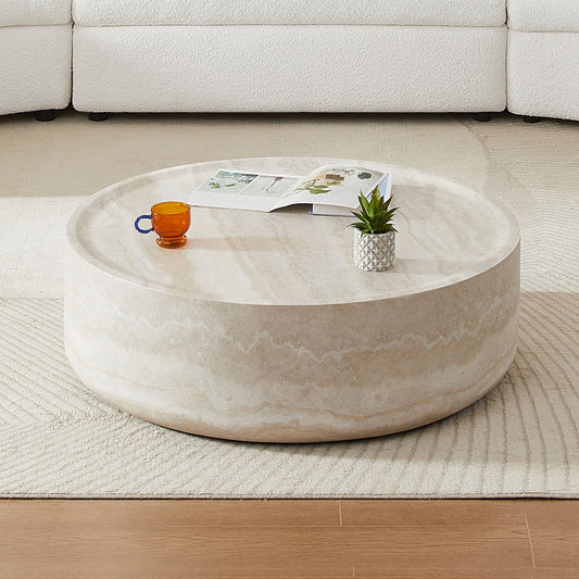 31.49''  Faux MARS Pattern Coffee Tables for Living Room Round Tea