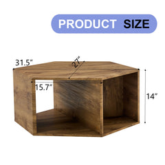 Hexagonal MDF Coffee Table with Characteristic Pattern Stickers and