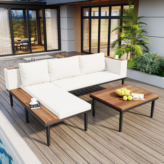 Luxury Patio Furniture Set with Removable Cushions and Coffee Table,