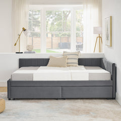 Full Size Upholstered Tufted Bed Frame with Two Drawers, Sofa Bed