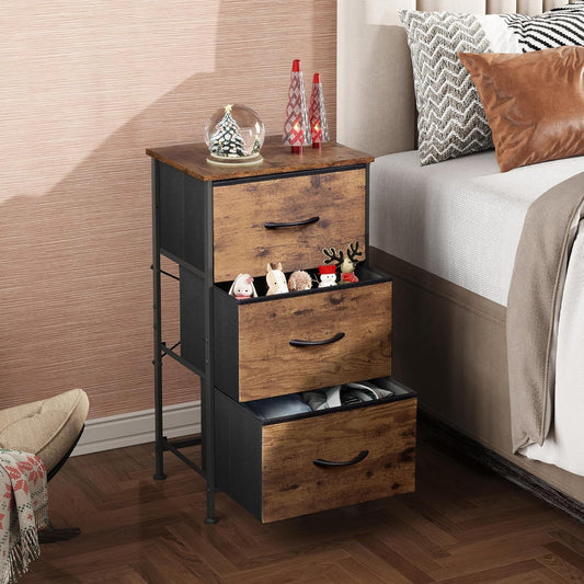 Dresser with 3 Drawers, Fabric Nightstand, Organizer Storage Dresser