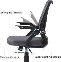 Mid-Back Swivel Ergonomic Office Chair with Adjustable Arms, Mesh