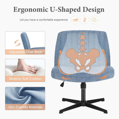 Criss Cross Chair Legged, Armless Office Desk Chair No Wheels, Swivel