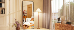 64"x21" Floor Full Length Mirror Standing Full Body Rounded Corner Rectangle Mirrors with Stand Hanging Wall Mounted