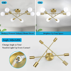 Modern Sputnik Chandelier 6-Light Industrial Ceiling Lights Fixture