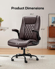 Executive Office Chair with Flip-Up Armrests,Pu Leather Ergonomic Desk