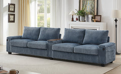 Modern 4-Seater Corduroy Sofa Couch with USB Ports, Hidden Storage,
