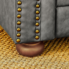 Chesterfield Sofa Tufted  Upholstered PU 3-Seater Sofa Scrolled Arms