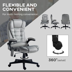 Heated Massage Office Chair, Reclining Velvet, Gray