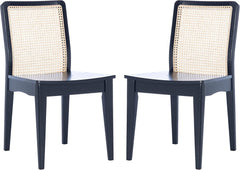 Home Collection Benicio Black/Natural Rattan Dining Chair (Set of 2)