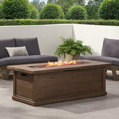 Transitional 56'' Rectangular Outdoor MGO Propane Fire Pit with 50,000